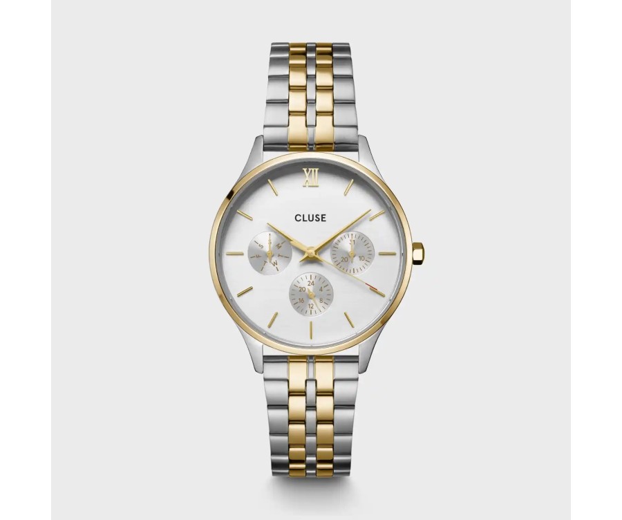 Cluse Minuit Multifunction – Bicolore Or & Argent, Bracelet Acier Cluse Minuit Multifunction – Bicolore Or & Argent, Bracelet Acier